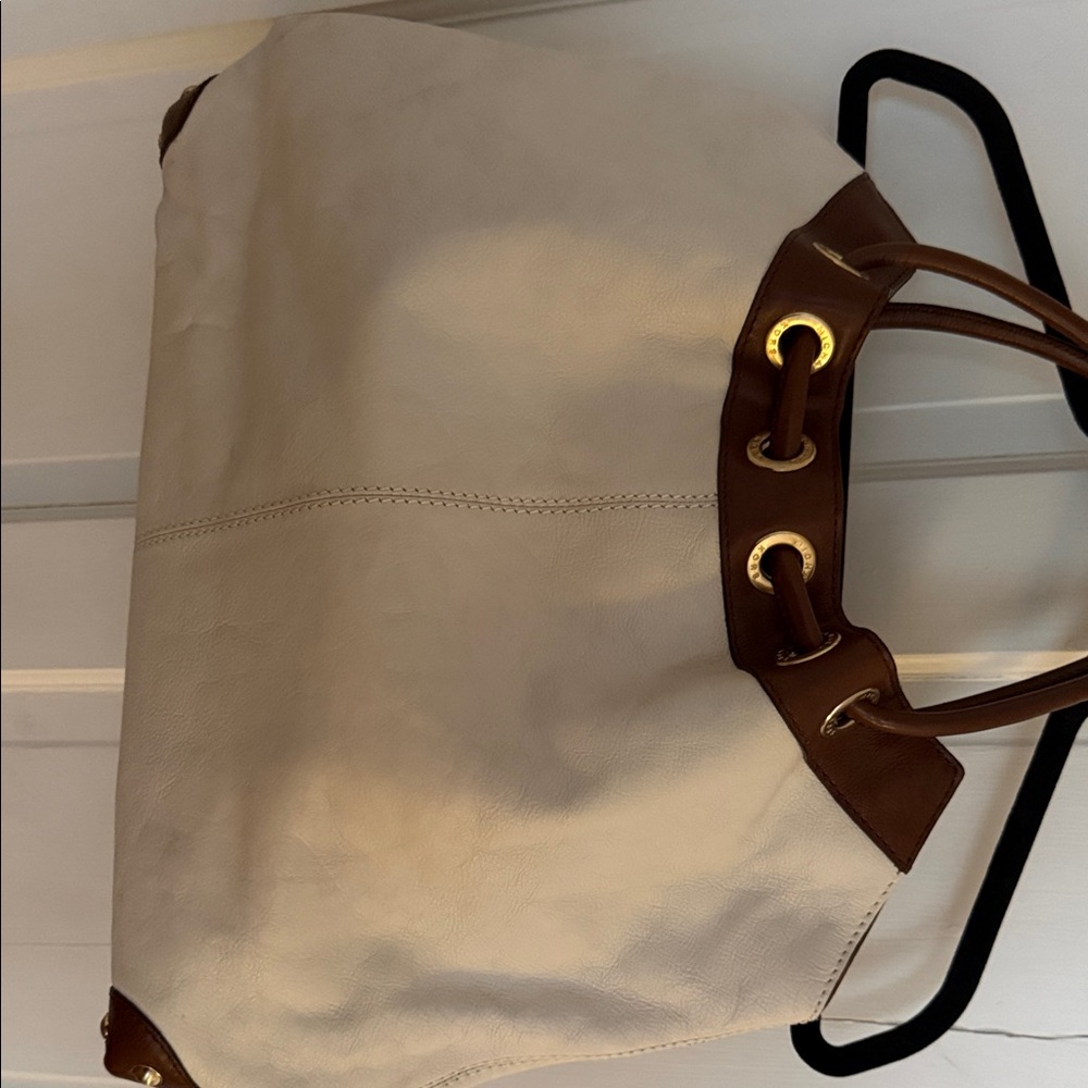 Michael Kors Two-Tone Cream and Brown Leather Tote